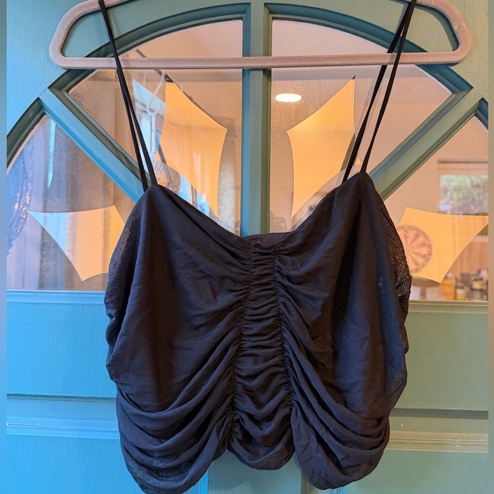 Cotton Candy Black Ruched Top